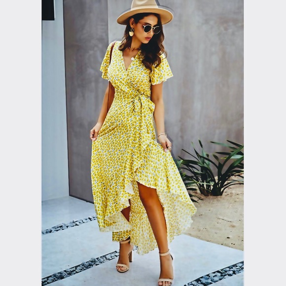 💛NWT Boho Yellow Maxi Dress💛 - Picture 1 of 5
